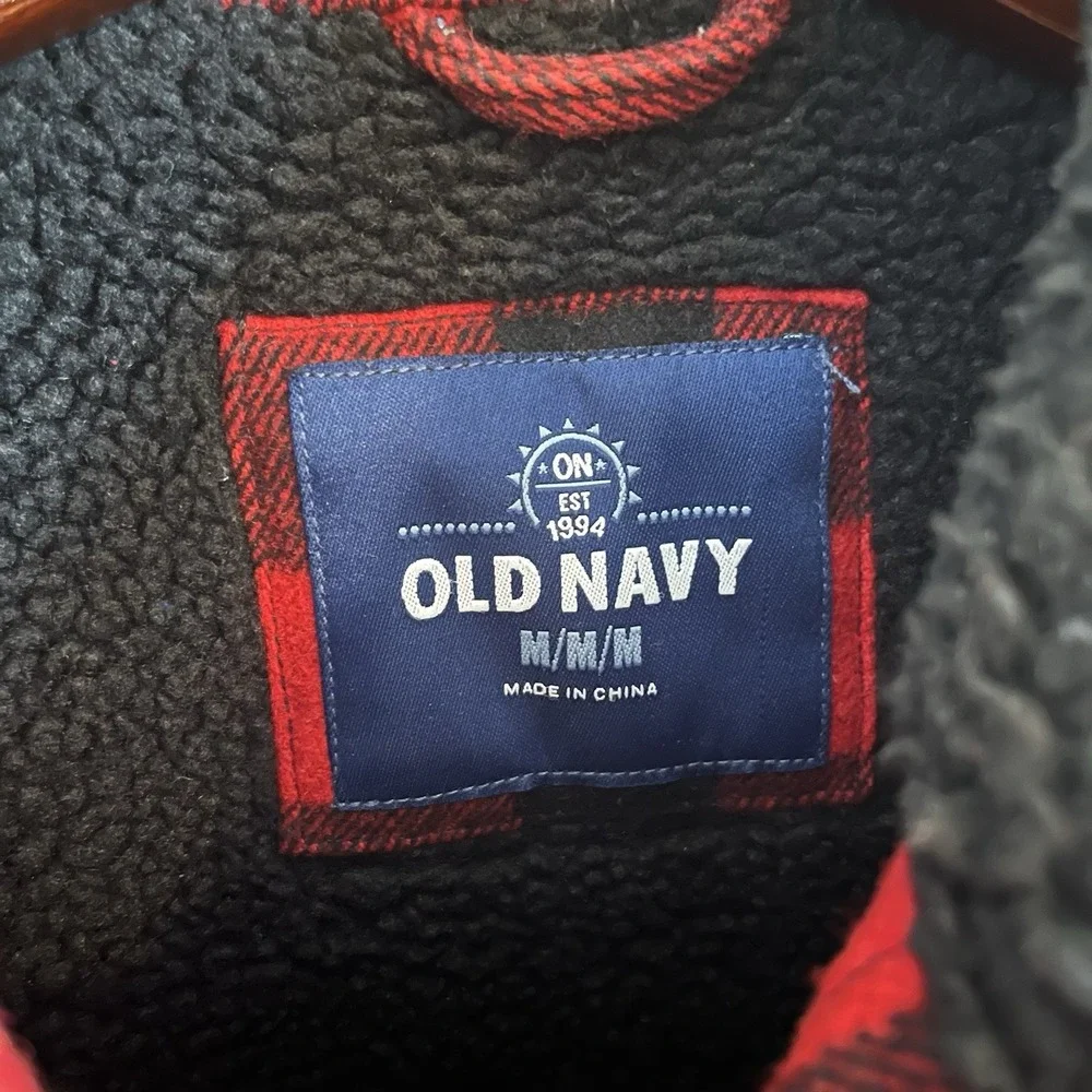 Old Navy Men's M Buffalo Plaid  Jacket‎ Sherpa Lined Chore Utility Wool Blend